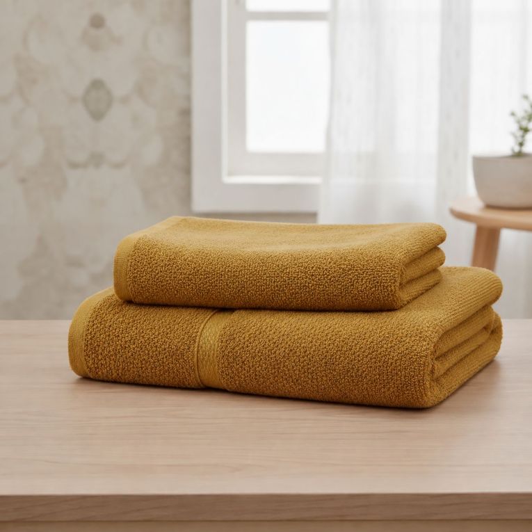 Set di Asciugamani Giallo Senape 100% Puro Cotone set da 2 - Sanonefa Luxury