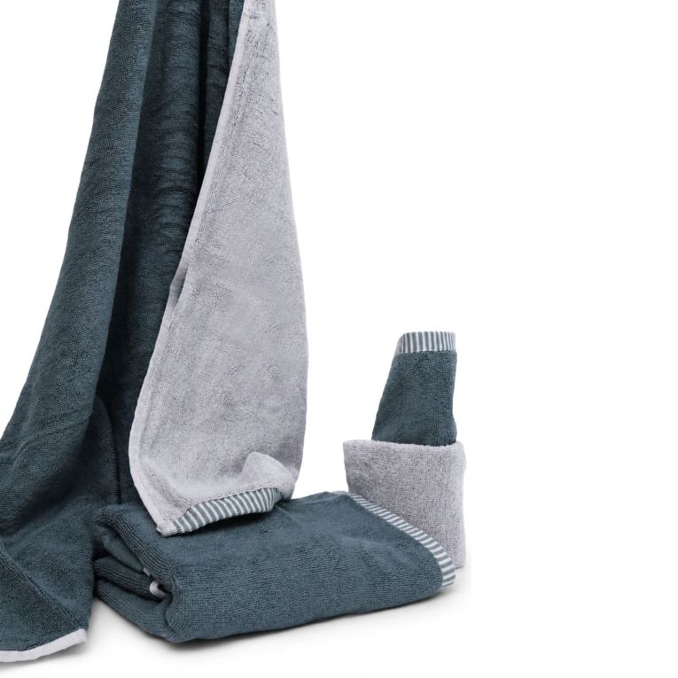Set di Asciugamani Grigio Chiaro Grigio Scuro 100% Cotone Egiziano a Fibra Lunga Pettinato set da 2 Reversibile - Sazaga Luxury