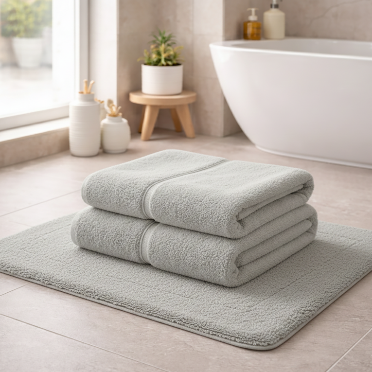 Set di Asciugamani Grigio Pietra 100% Puro Cotone set da 2 - Sanenere Luxury