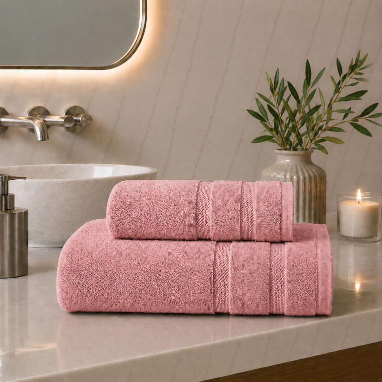 Set di Asciugamani Rosa 100% Cotone Egiziano Pettinato e Mercerizzato set da 11 - Saleneba Luxury