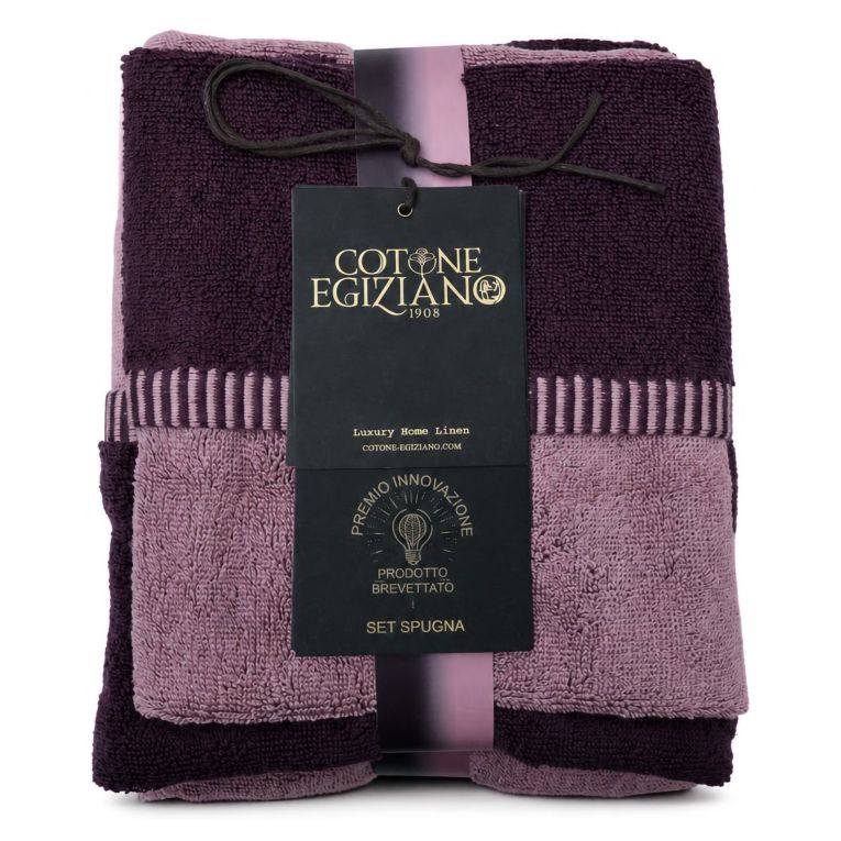 Set di Asciugamani Rosa Viola Prugna 100% Cotone Egiziano a Fibra Lunga Pettinato set da 2 Reversibile - Sazaga Luxury
