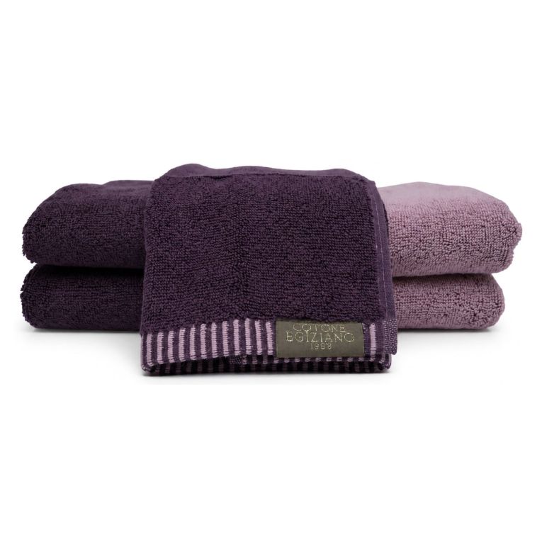 Set di Asciugamani Rosa Viola Prugna 100% Cotone Egiziano a Fibra Lunga Pettinato set da 2 Reversibile - Sazaga Luxury