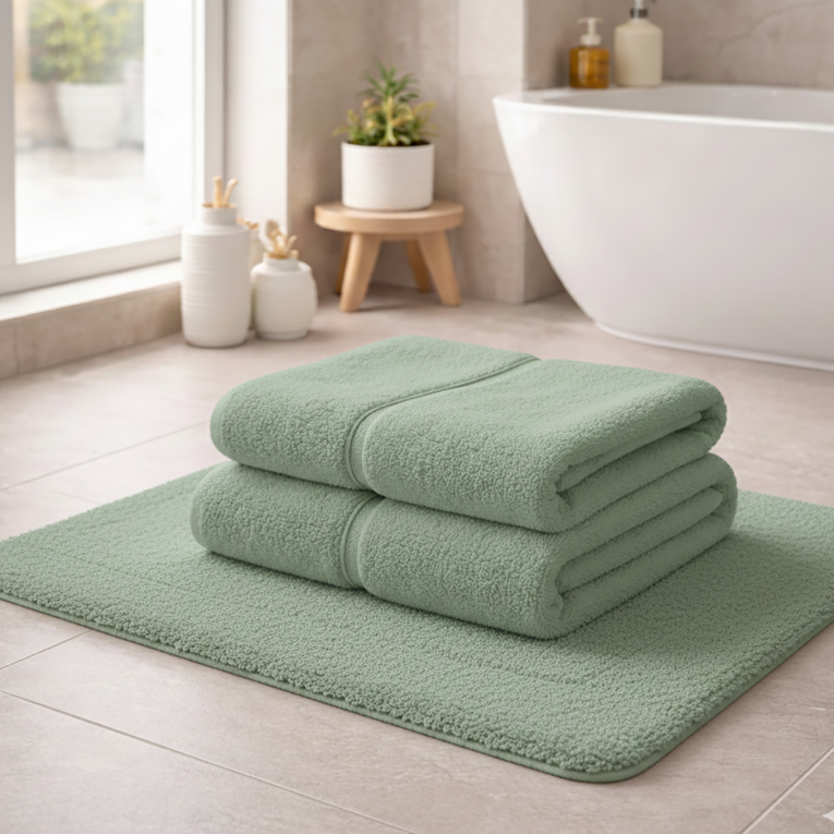 Set di Asciugamani Verde Menta 100% Puro Cotone set da 2 - Sanenere Luxury