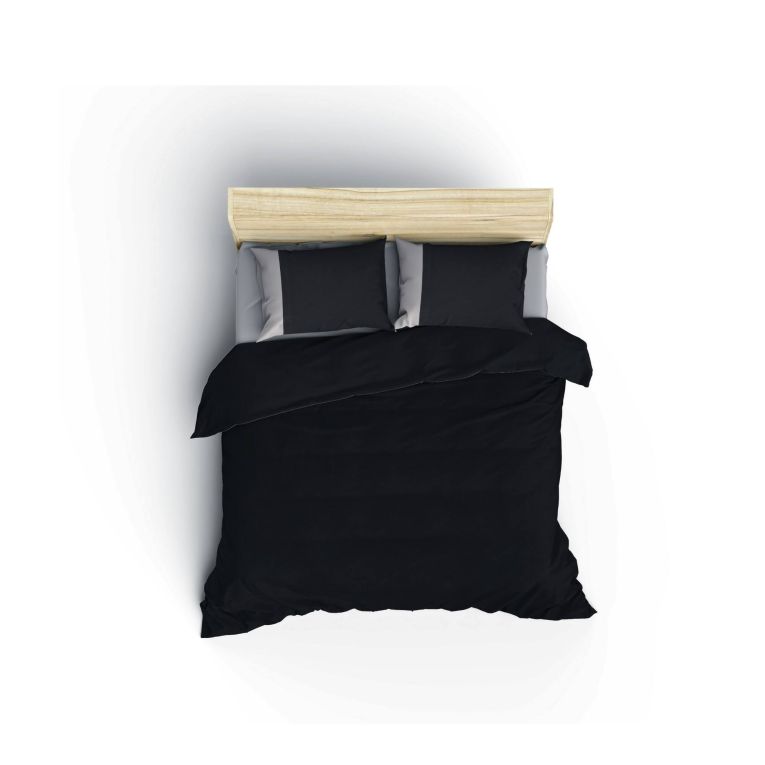 Set di copripiumino matrimoniale e 2 federe Euclid, 240x220 cm, Nero e Grigio