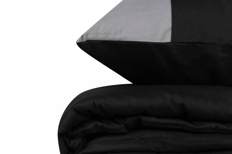Set di copripiumino matrimoniale e 2 federe Euclid, 240x220 cm, Nero e Grigio