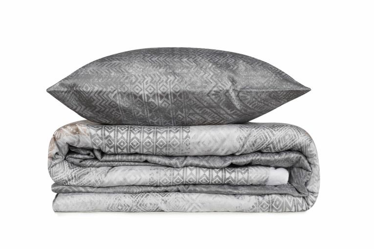 Set di copripiumino matrimoniale e 2 federe Mishawaka, 240x220 cm, Grigio e Beige