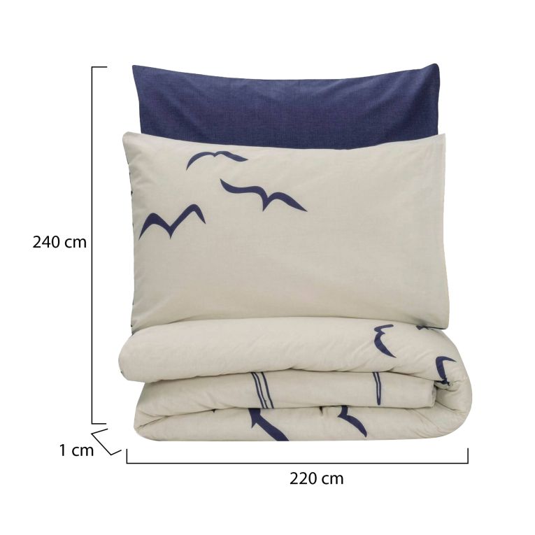 Set di copripiumino matrimoniale e 2 federe North Kingsville, Blu e Bianco, 240x220 cm