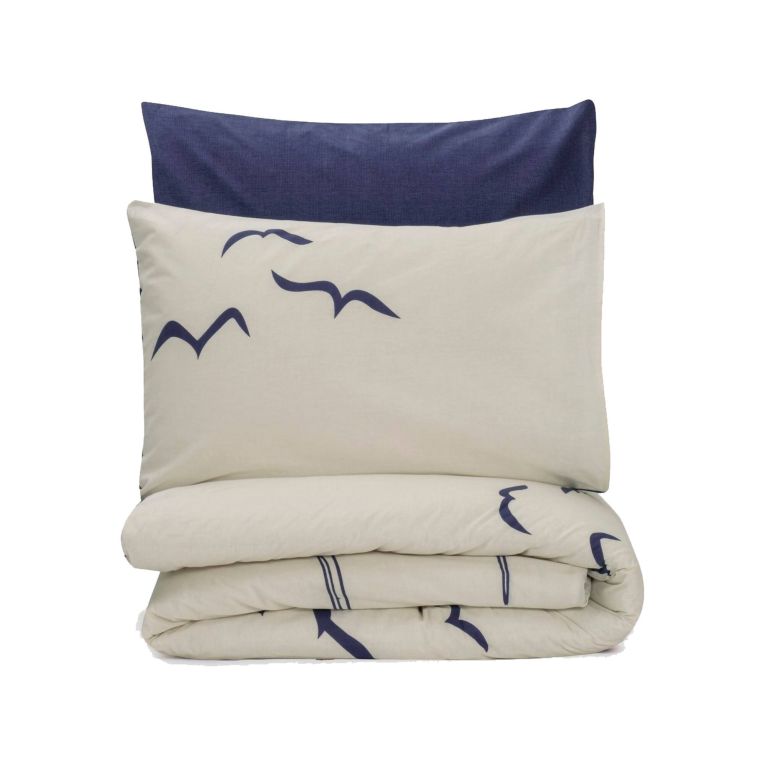 Set di copripiumino matrimoniale e 2 federe Salzano, Sacca per piumino matrimoniale, Blu e Bianco, 240x220 cm