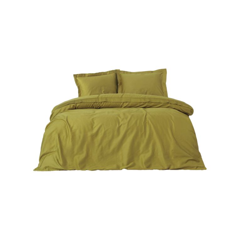 Set di copripiumino matrimoniale e 2 federe Wickliffe, 200x200 cm, Verde