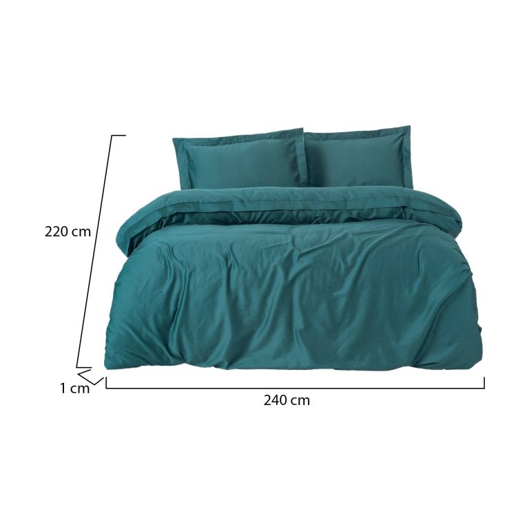 Set di copripiumino matrimoniale e 2 federe Wickliffe, 240x220 cm, Verde petrolio