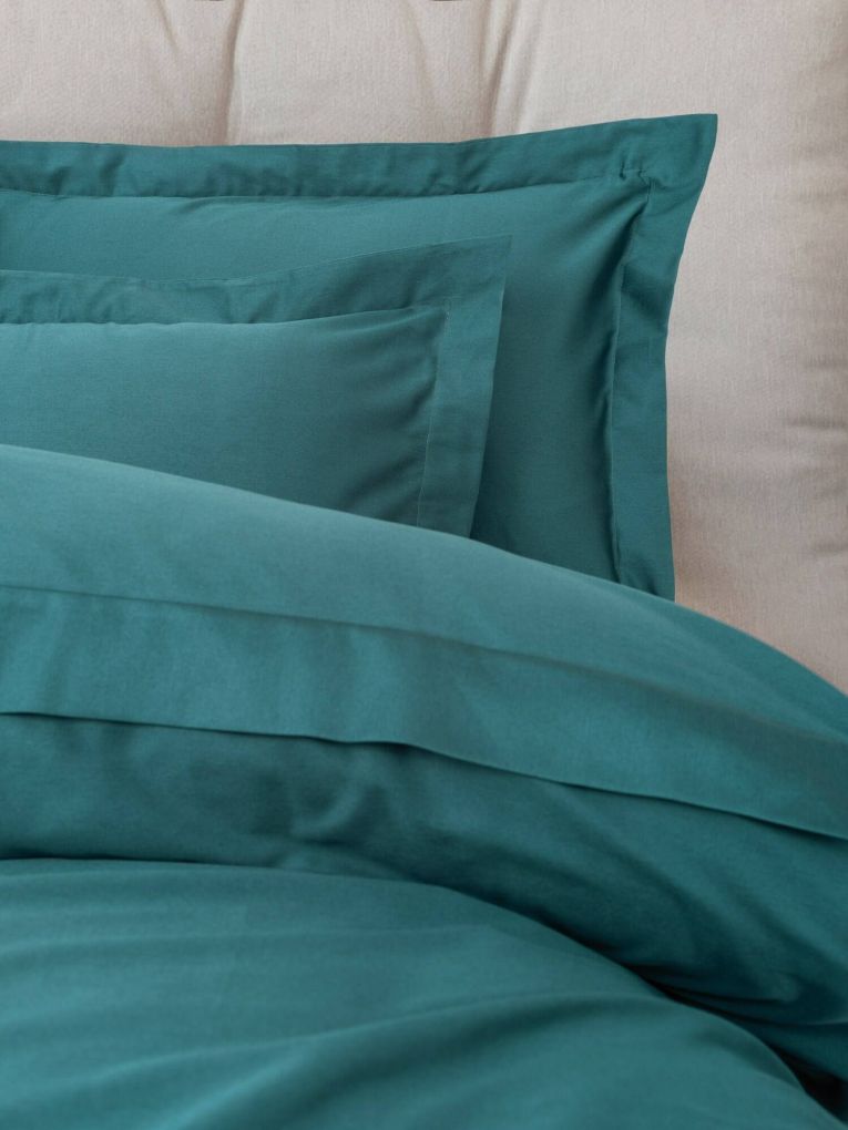 Set di copripiumino matrimoniale e 2 federe Wickliffe, 240x220 cm, Verde petrolio