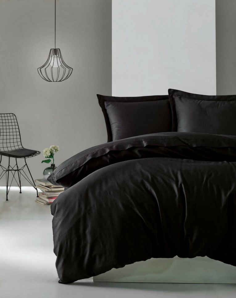 Set di copripiumino matrimoniale e 2 federe Wickliffe, 260x220 cm, Nero