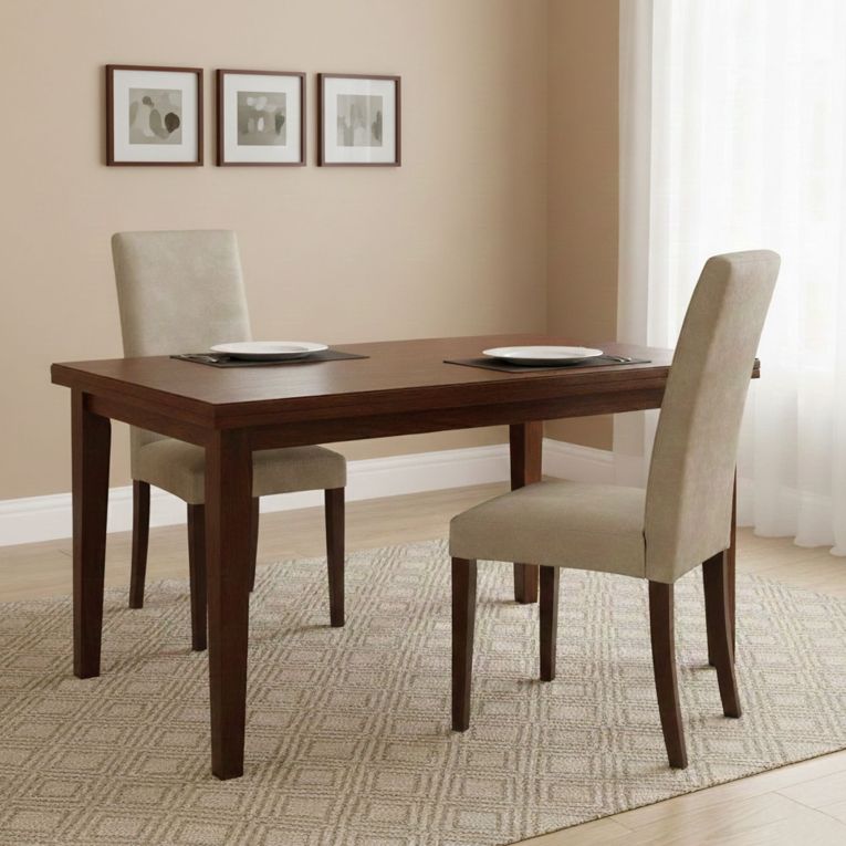 Set di Sedie Beige Marrone Noce 2 Sedie Effetto Velluto, Imbottito - Ferraris