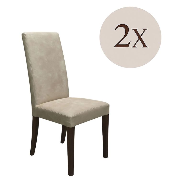 Set di Sedie Beige Marrone Noce 2 Sedie Effetto Velluto, Imbottito - Ferraris