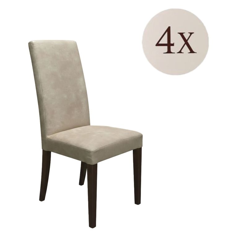 Set di Sedie Beige Marrone Noce 4 Sedie Effetto Velluto, Imbottito - Ferraris