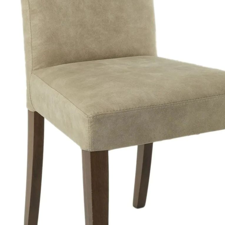 Set di Sedie Beige Marrone Noce 6 Sedie Effetto Velluto, Imbottito - Ferraris
