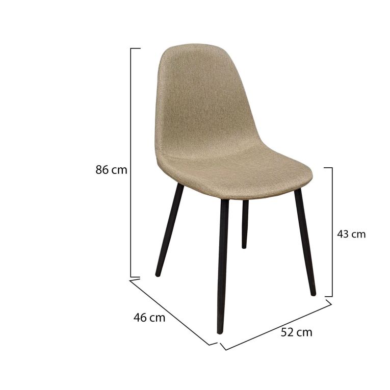 Set di Sedie Beige Nero 4 Sedie Imbottito, Effetto Corda - Zambrone