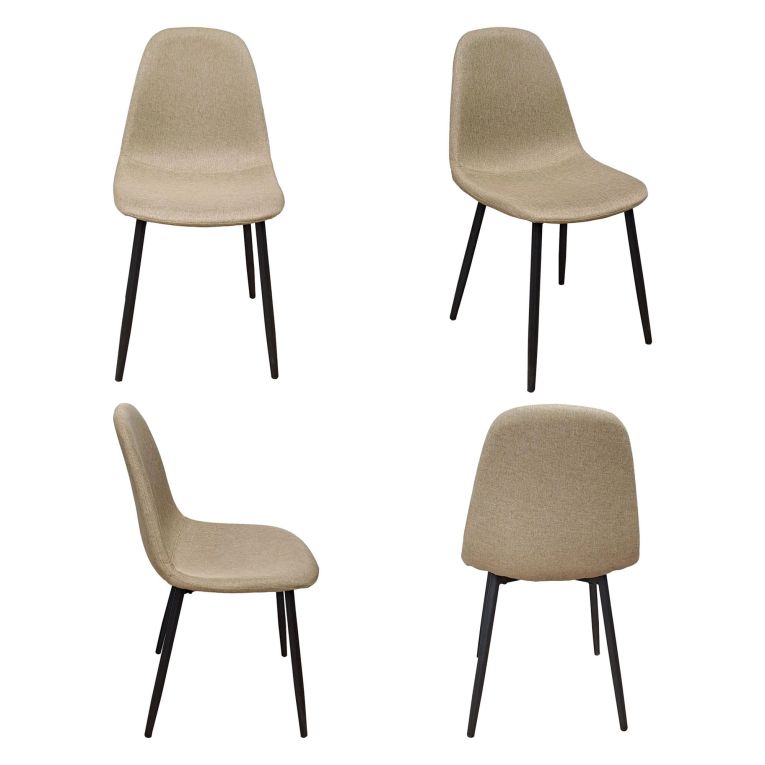 Set di Sedie Beige Nero 8 Sedie Imbottito, Effetto Corda - Zambrone