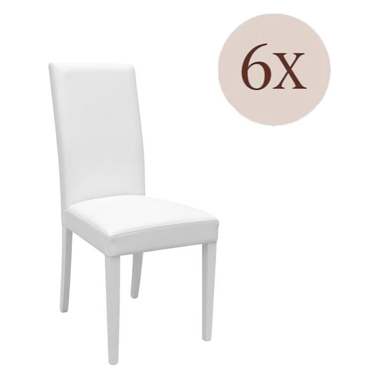 Set di Sedie Bianco 6 Sedie Imbottito, Effetto Laccato - Ferraris