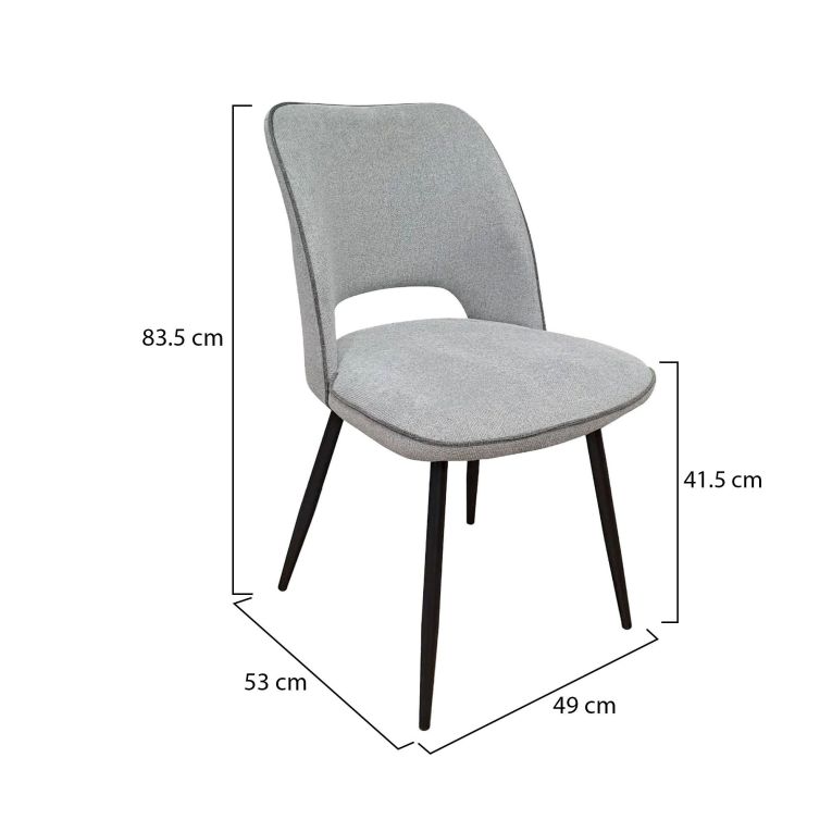 Set di Sedie Grigio Chiaro Nero 4 Sedie Imbottito, Sfumatura Colore Struttura Chiaro - Staffolo