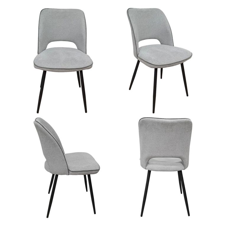 Set di Sedie Grigio Chiaro Nero 4 Sedie Imbottito, Sfumatura Colore Struttura Chiaro - Staffolo