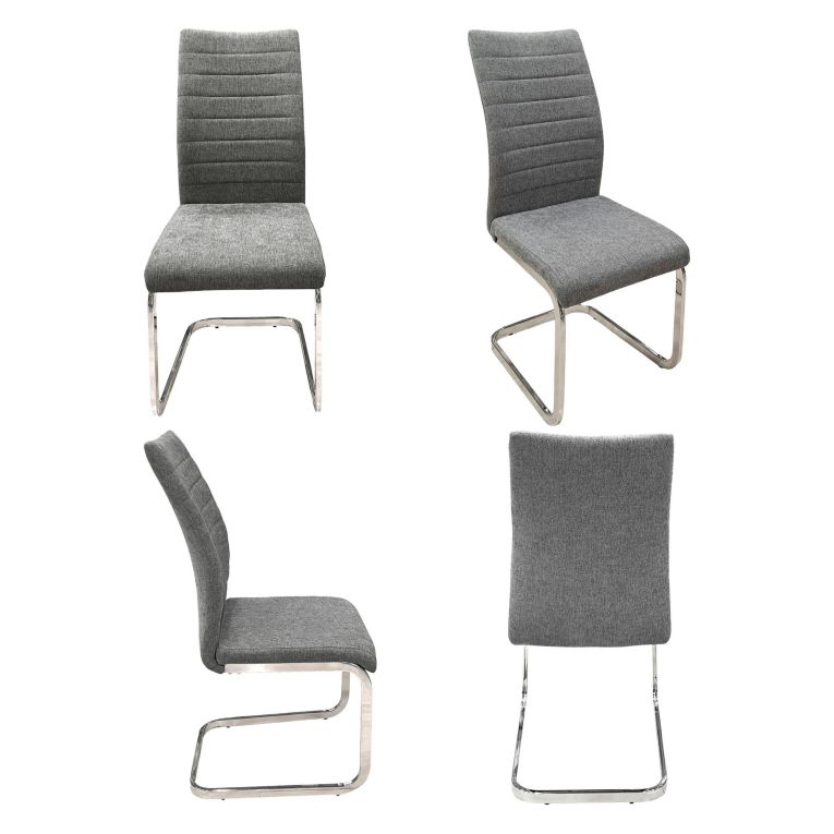 Set di Sedie Grigio Grigio 4 Sedie Imbottito, Materiale Struttura in Tessuto - Quintano
