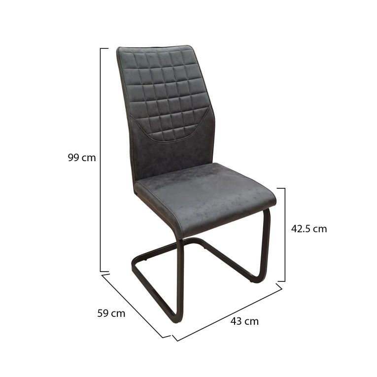 Set di Sedie Grigio Scuro Nero 8 Sedie Effetto Velluto, Imbottito - Quintano