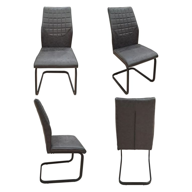 Set di Sedie Grigio Scuro Nero 8 Sedie Effetto Velluto, Imbottito - Quintano