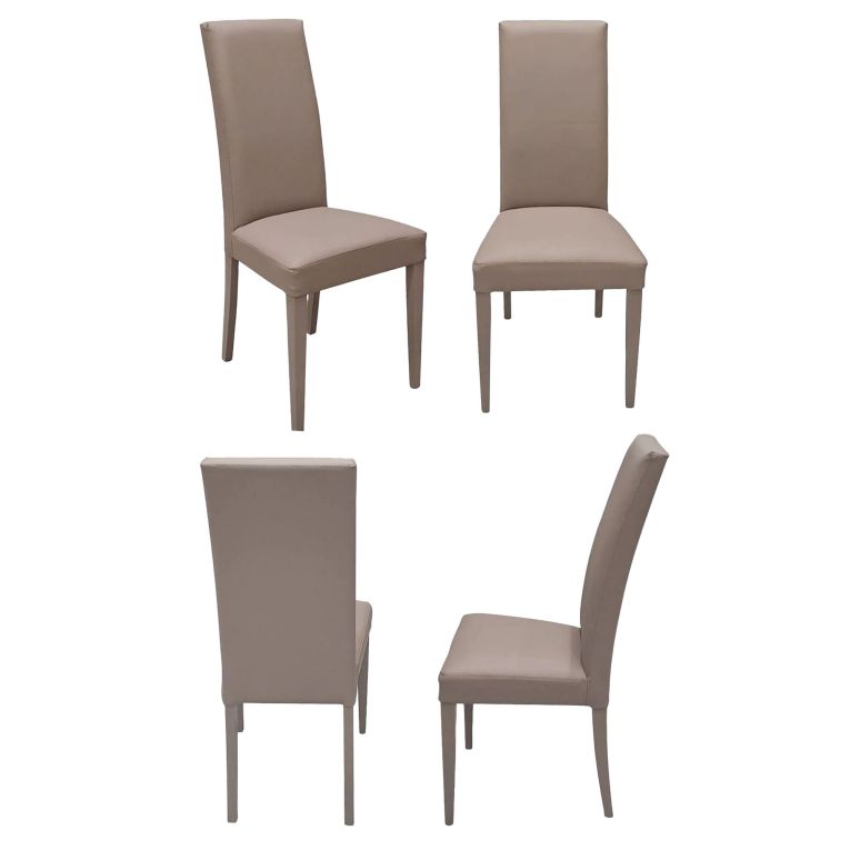 Set di Sedie Grigio Tortora 6 Sedie Imbottito, Effetto Laccato - Ferraris