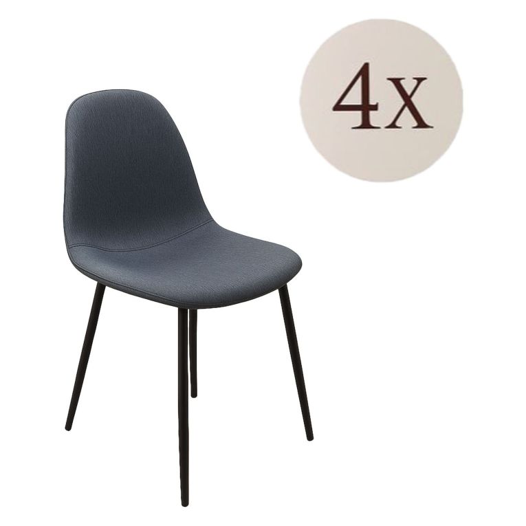 Set di Sedie Nero Antracite Nero 4 Sedie Imbottito, Sfumatura Colore Struttura Antracite - Zambrone