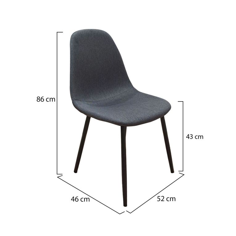Set di Sedie Nero Antracite Nero 4 Sedie Imbottito, Sfumatura Colore Struttura Antracite - Zambrone