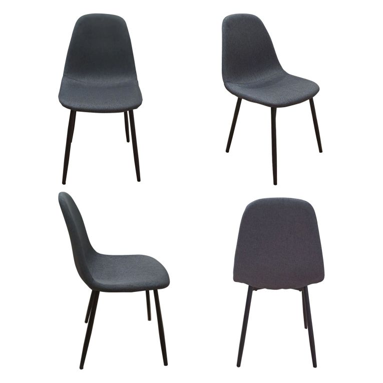 Set di Sedie Nero Antracite Nero 4 Sedie Imbottito, Sfumatura Colore Struttura Antracite - Zambrone