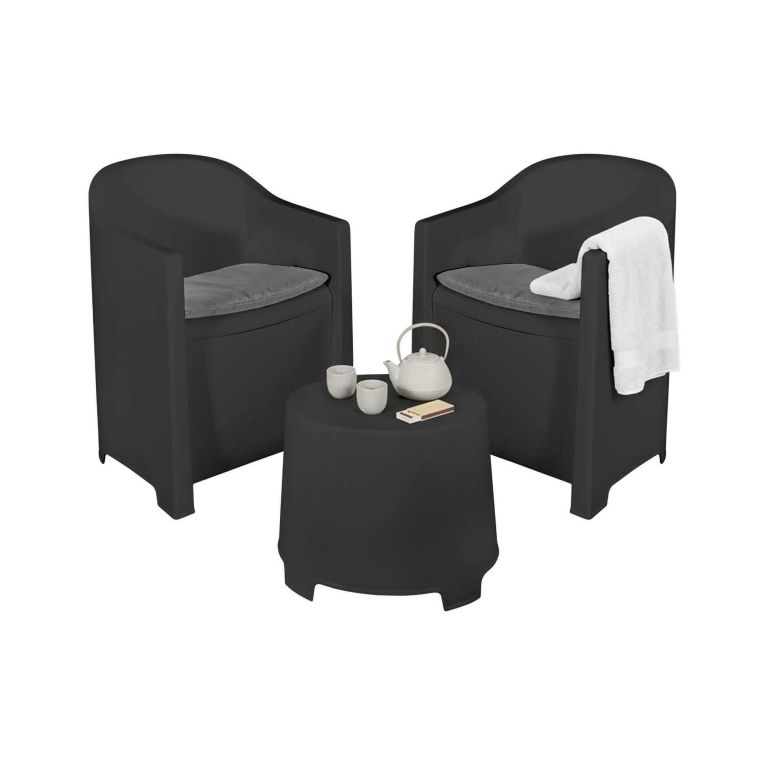 Set giardino economico 2 poltrone effetto liscio antracite - Artax