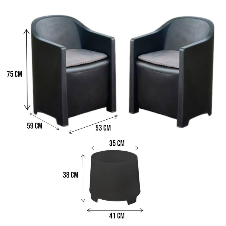 Set giardino economico 2 poltrone effetto liscio antracite - Artax