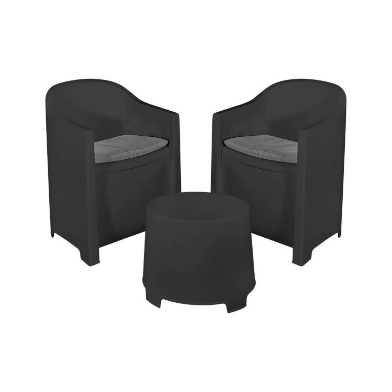 Set giardino economico 2 poltrone effetto liscio antracite - Artax