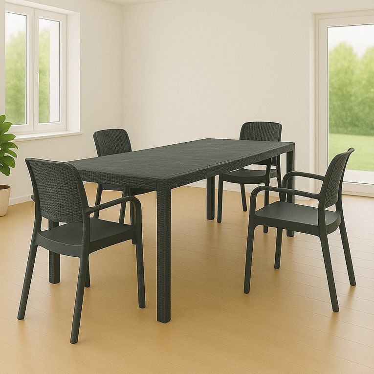 Set giardino tavolo estensibile10 posti e 4 sedie antracite - Cortanze