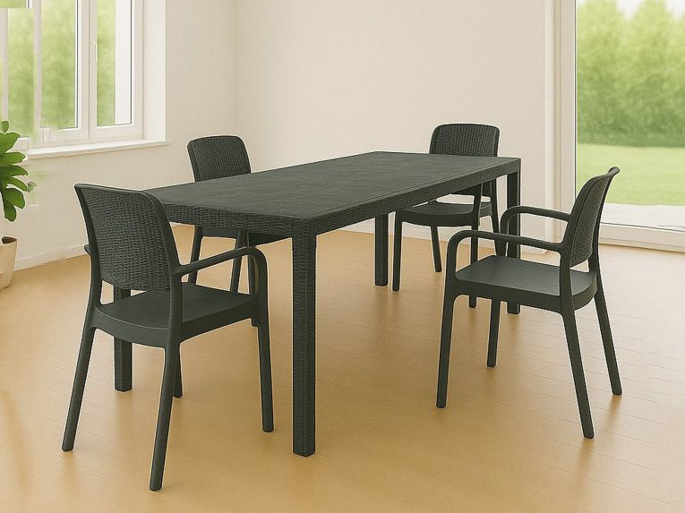 Set giardino tavolo estensibile10 posti e 4 sedie antracite - Cortanze