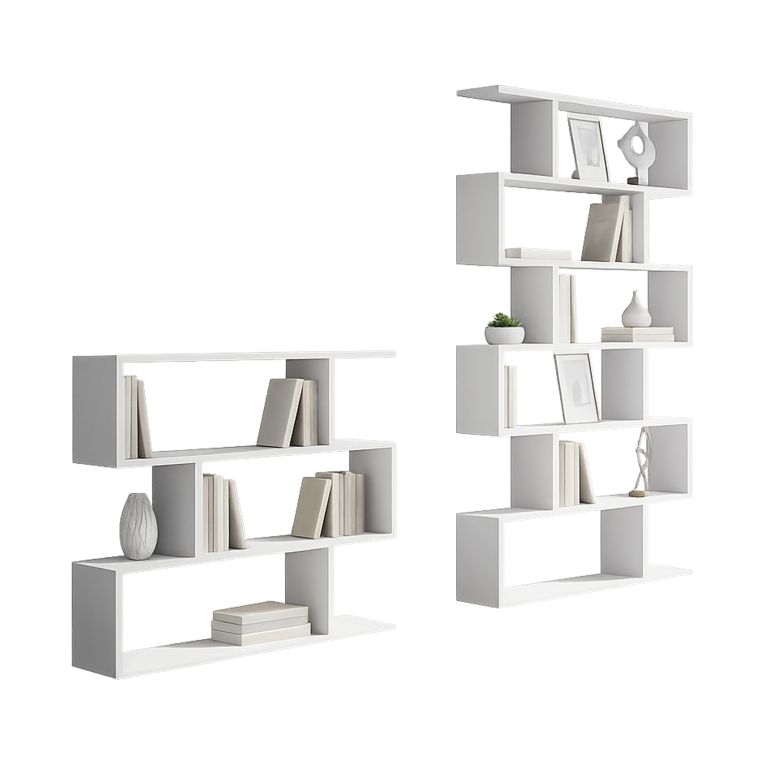 Set Libreria Bianco Modulabile 9 Ripiani, Installazione a Muro - Jesolo