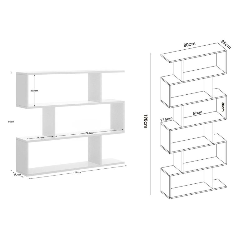 Set Libreria Bianco Modulabile 9 Ripiani, Installazione a Muro - Jesolo