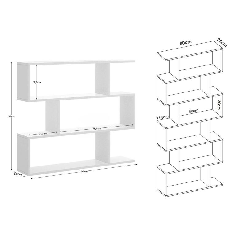 Set Libreria Marrone Rovere 9 Ripiani Modulabile, Installazione a Muro - Jesolo