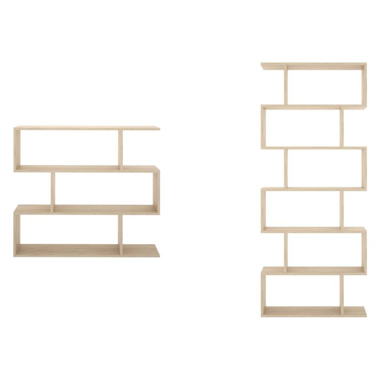 Set Libreria Marrone Rovere 9 Ripiani Modulabile, Installazione a Muro - Jesolo