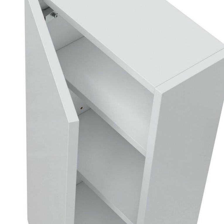Set Mobili Bagno Bianco Lucido 3 Ripiani 3 Ante, 5 Vani - Vignola