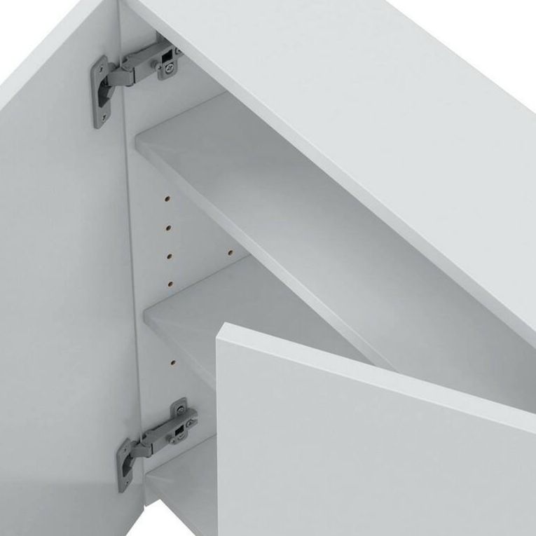 Set Mobili Bagno Bianco Lucido 3 Ripiani 4 Ante, 5 Vani - Gravina
