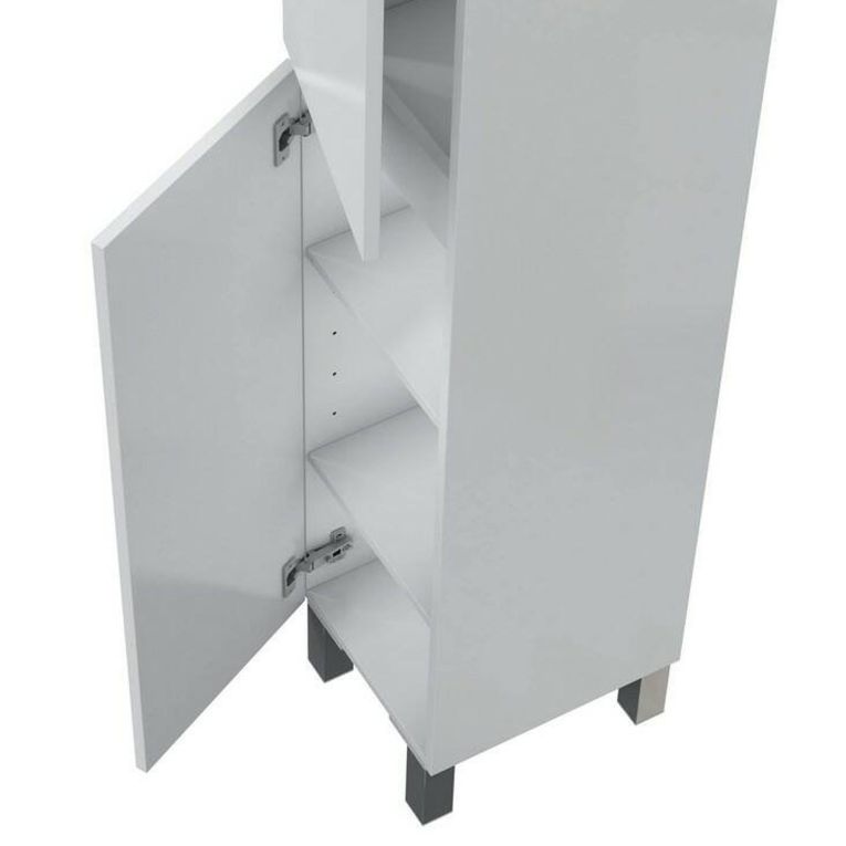 Set Mobili Bagno Bianco Lucido 5 Ripiani 4 Ante, 8 Vani - Vignolo