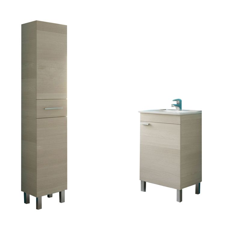 Set Mobili Bagno Marrone Rovere un Cassetto 3 Ripiani, 3 Ante - Trivento
