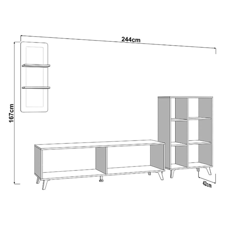 Set Mobili da Soggiorno Bianco Marrone Rovere Modulabile 7 Ripiani, Apertura Battente - Colverde