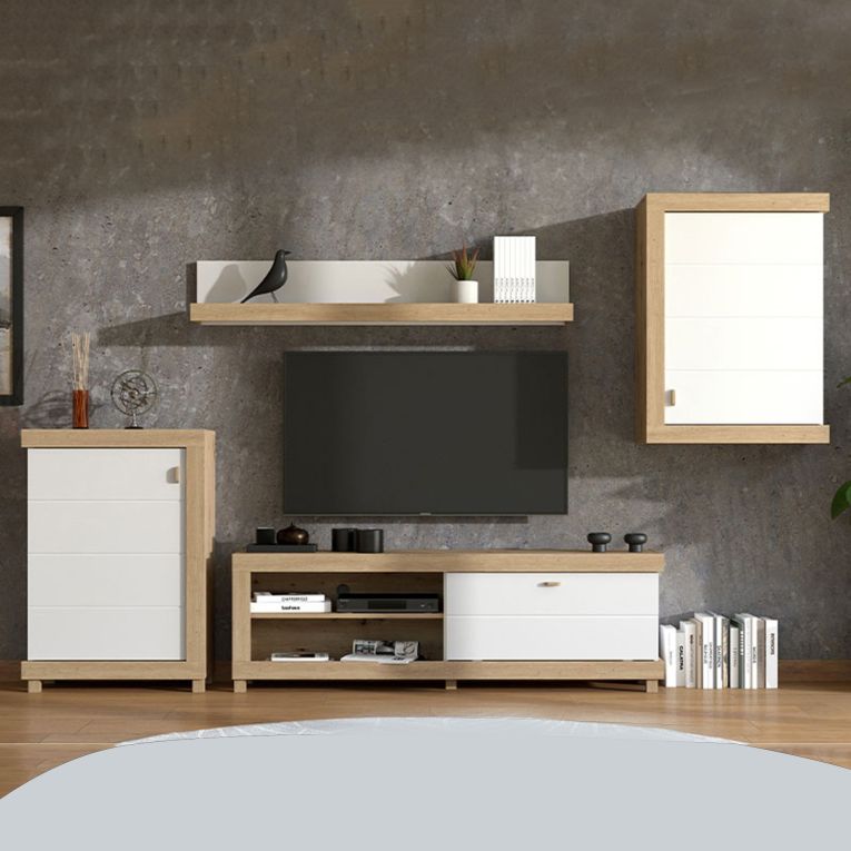 Set Mobili da Soggiorno Marrone Opaco Bianco Rovere Modulabile 7 Ripiani, Apertura Battente, a Ribalta - Urbe