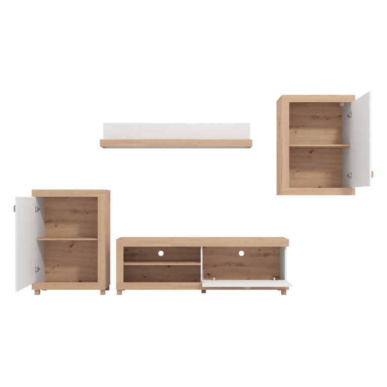 Set Mobili da Soggiorno Marrone Opaco Bianco Rovere Modulabile 7 Ripiani, Apertura Battente, a Ribalta - Urbe