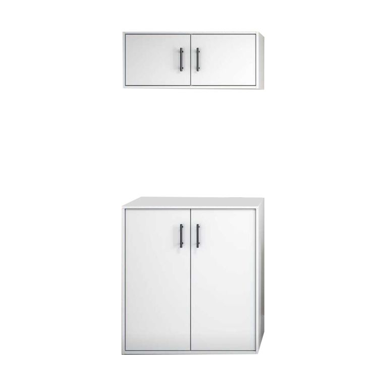 Set Mobili per Lavanderia Bianco 2 Vani Apertura Battente, 4 Ante - Masino