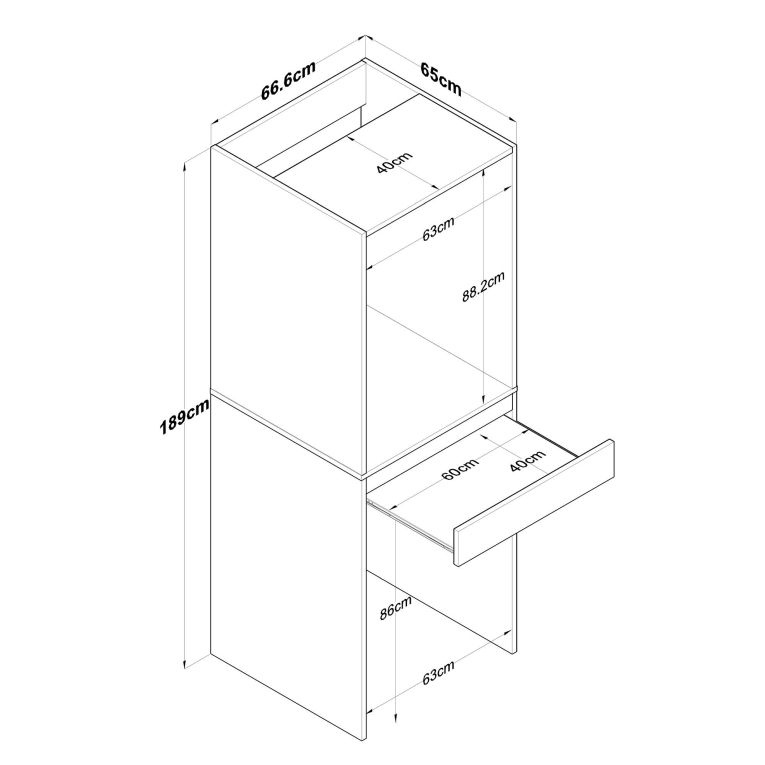 Set Mobili per Lavanderia Bianco un Ripiano un Cassetto, 2 Vani - Pertusio